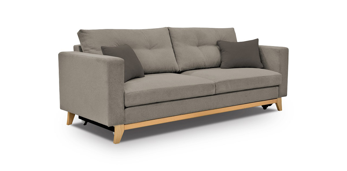 Sofa z elementami drewna